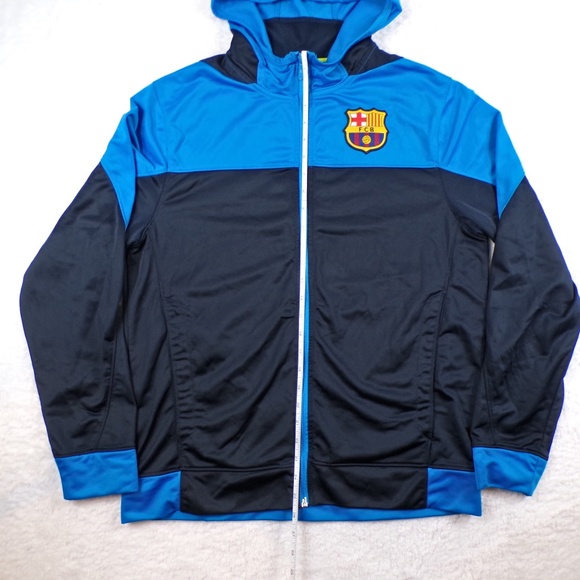 FC Barcelona Hoodie Mens Size Medium Blue/Black Full Zip - Picture 6 of 11